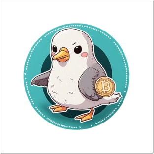 Cute Bird with Bitcoin Coin - Perfect for Crypto Lovers! Posters and Art